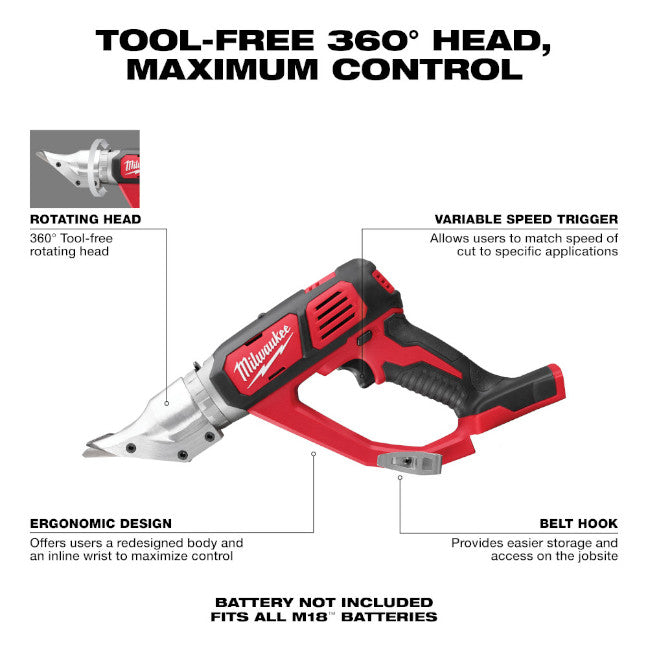 Milwaukee 2635-20 M18 Cordless 18-Gauge Double Cut Metal Shear (Tool only)