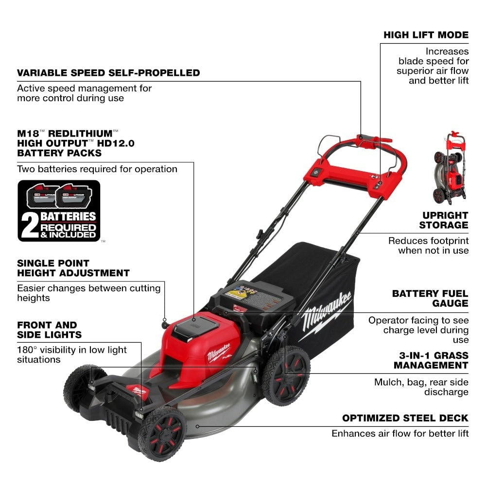 Milwaukee M18 FUEL Brushless Cordless 21-inch Self-Propelled Lawnmower Lawn Mower 2823-20 (Tool only)