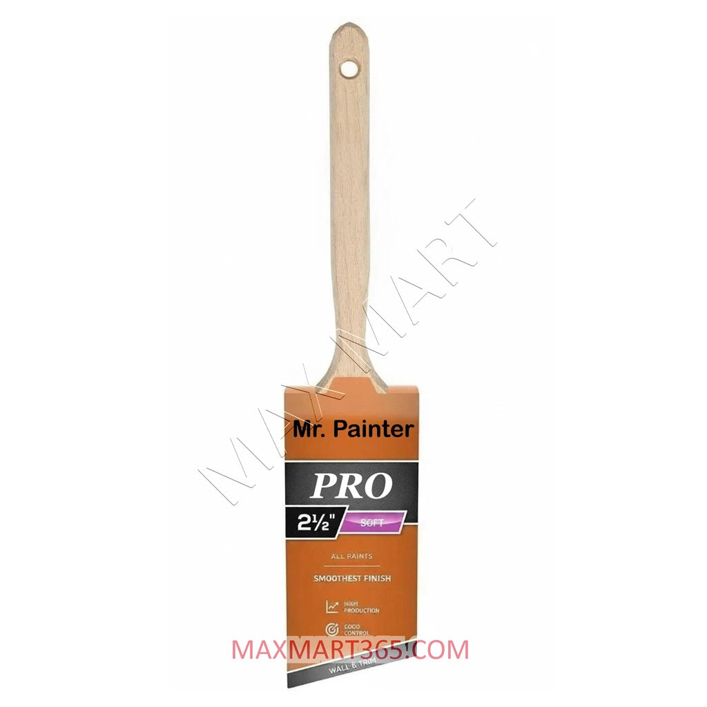 2-1/2 inch (65mm) Pro Angle Sash Paint Brush for Trim, Walls, All Latex, Oil Paints & Stains, Interior & Exterior