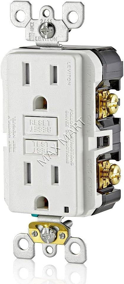 Leviton GFTR1-W 15A Slim GFCI Tamper-Resistant TR Receptacle Outlet Plug with Led Indicator - White