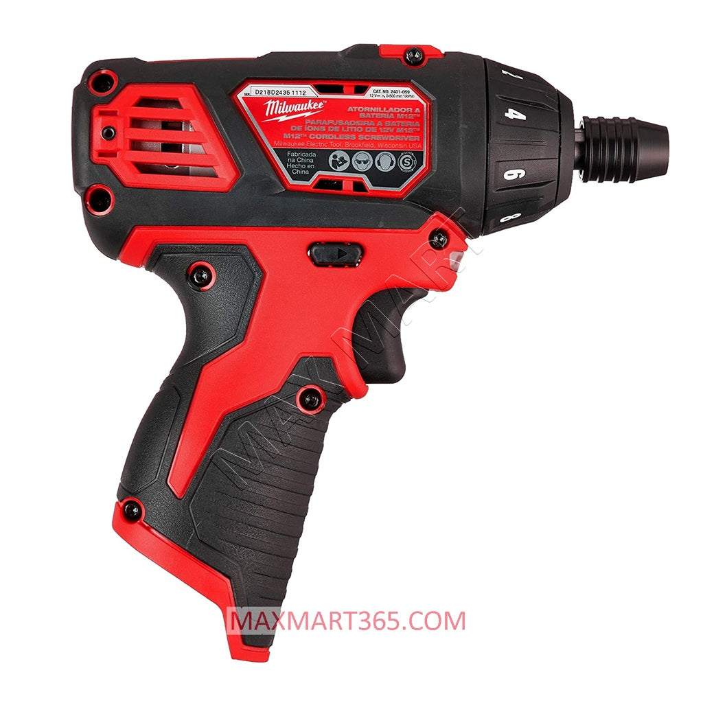 Milwaukee 2401-20 M12 无绳 1/4 英寸六角螺丝刀（仅工具）