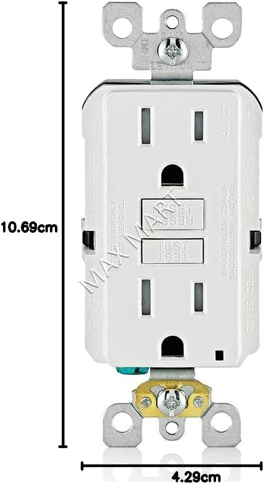 Leviton GFTR1-W 15A Slim GFCI Tamper-Resistant TR Receptacle Outlet Plug with Led Indicator - White