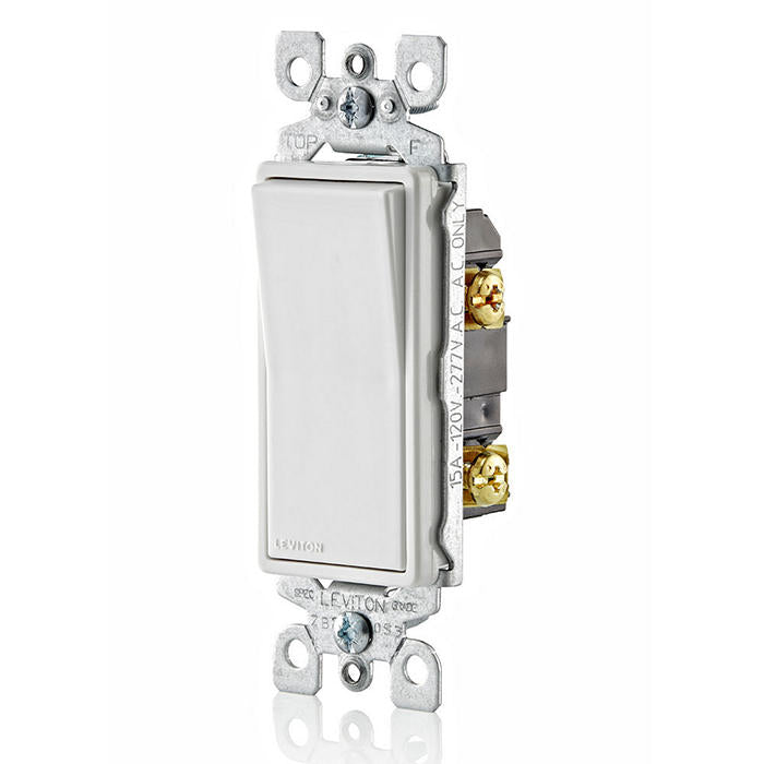 Leviton 15Amp Decora Single Pole Light Switch in White 5601-P2W