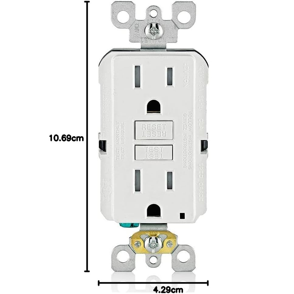 Leviton Decora 15A 15Amp Tamper-Resistant TR Slim GFCI Receptacle Outlet Plug