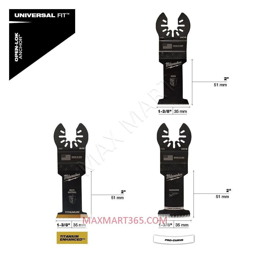 Milwaukee 49-10-9211 摆动多功能工具刀片套件 - 5 件，多材料，木材，硬木