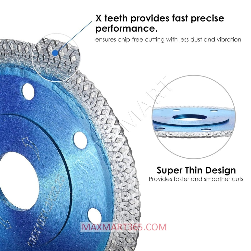 4-1/2-Inch Ultra-Thin Diamond Cutting Disc Wheel for Angle Grinder - Ceramic Porcelain Tiles Granite Marble Brick