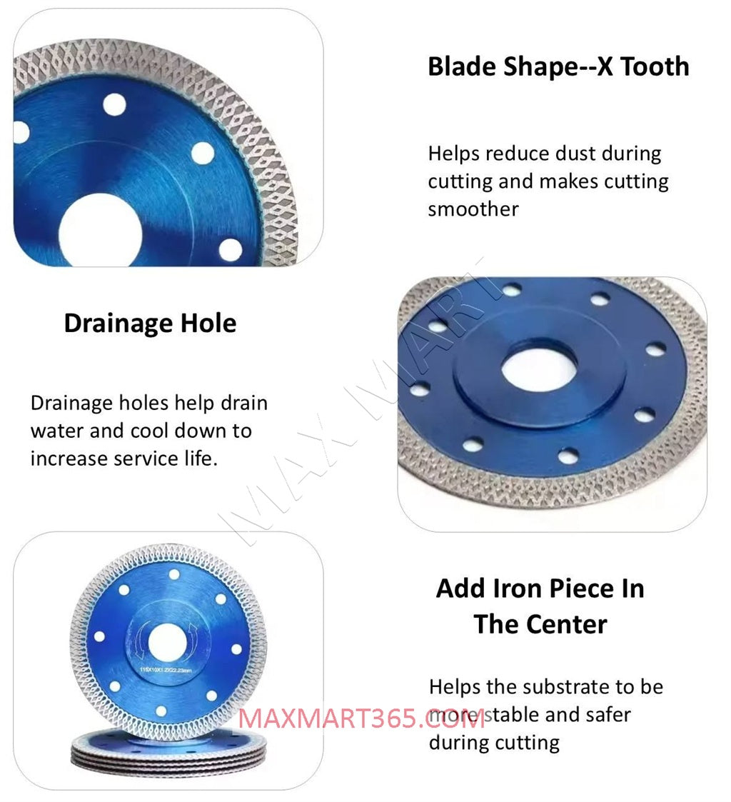 4-1/2-Inch Ultra-Thin Diamond Cutting Disc Wheel for Angle Grinder - Ceramic Porcelain Tiles Granite Marble Brick