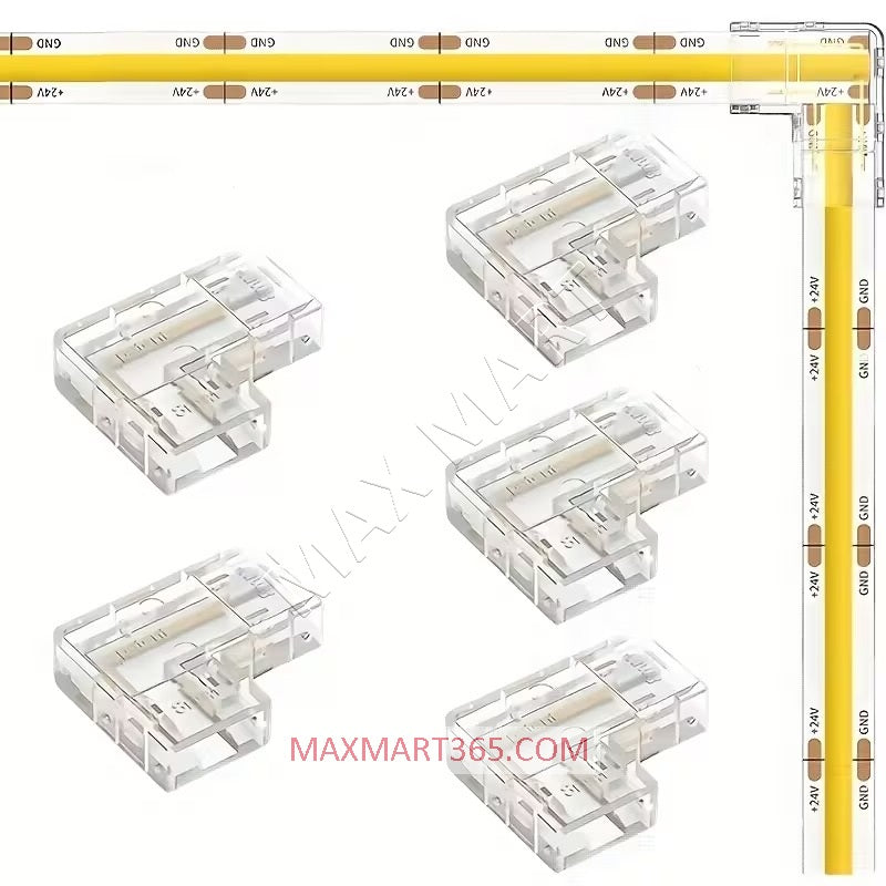 L-Shaped Corner Joint Connector Adapter for 8mm Solderless LED Strip Light
