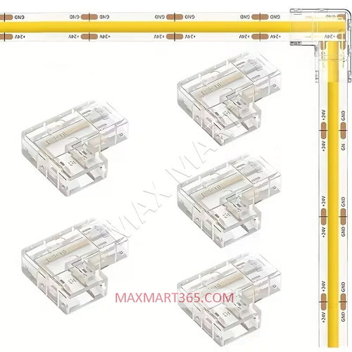 L-Shaped Corner Joint Connector Adapter for 8mm Solderless LED Strip Light