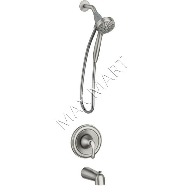 MOEN Tiffin 82879SRN Single-Handle Bathtub Shower Faucet with Magnetix Hand Shower (Valve Included) - Brushed Nickel