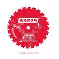 Diablo 6-1/2-inch x 24 Tooth 24T Carbide Tipped Framing Circular/Trim Saw Blade for Wood Cutting D0624R