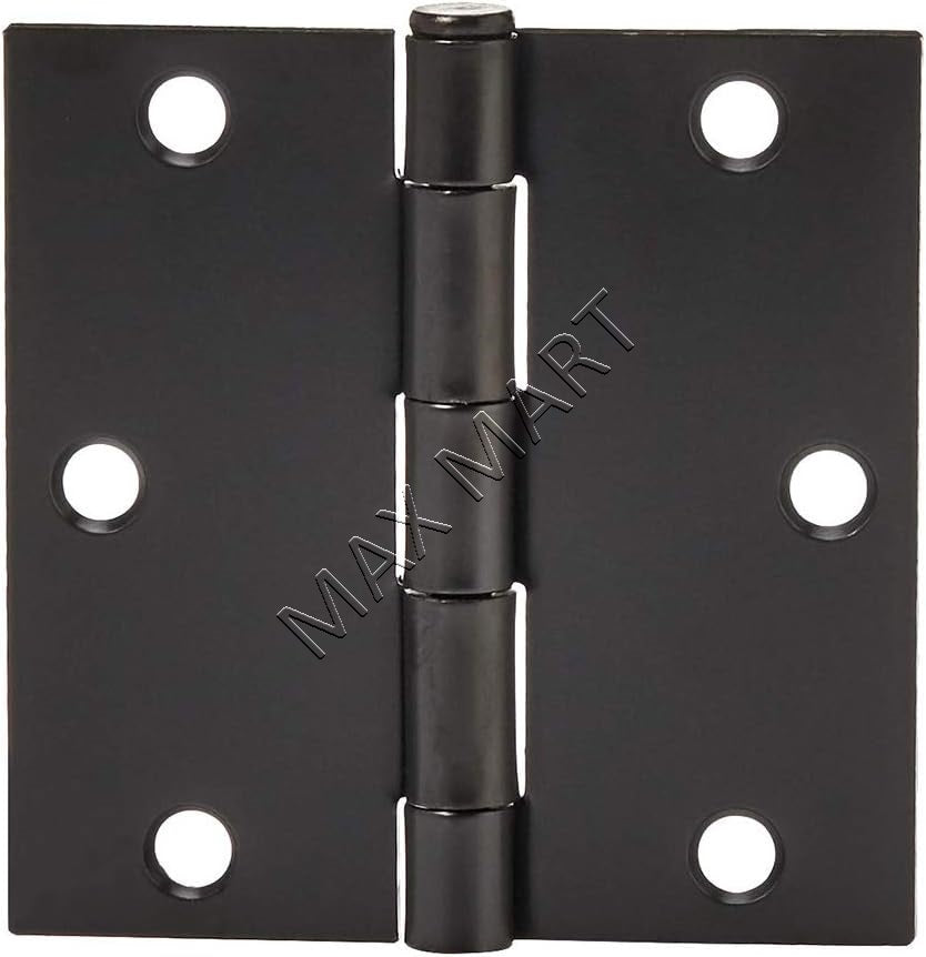 Square Door Hinges for Interior Door, 3-Inch x 3-Inch (2 Pack) - Matte Black