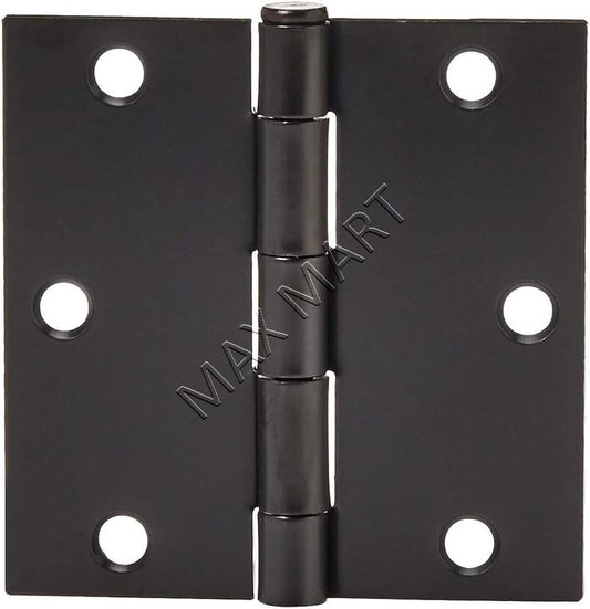 Square Door Hinges for Interior Door, 3-Inch x 3-Inch (2 Pack) - Matte Black