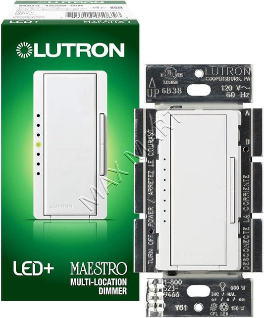 Lutron Maestro LED+ Dimmer Switch, Single Pole/3 Way MACL-153MR-WH-C - White