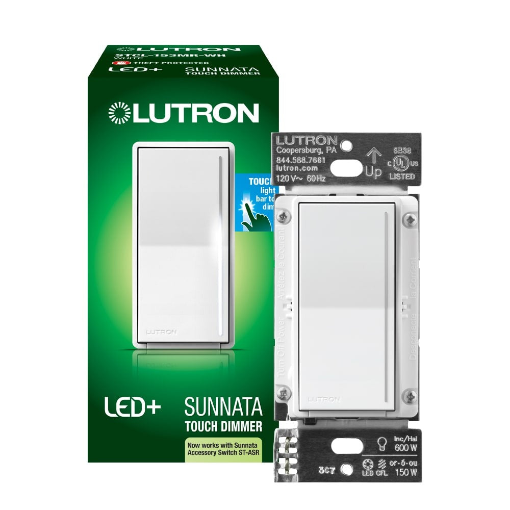 Lutron Sunnata Touch LED+ 调光器，单极/3 路，STCL-153MR-WH-C - 白色