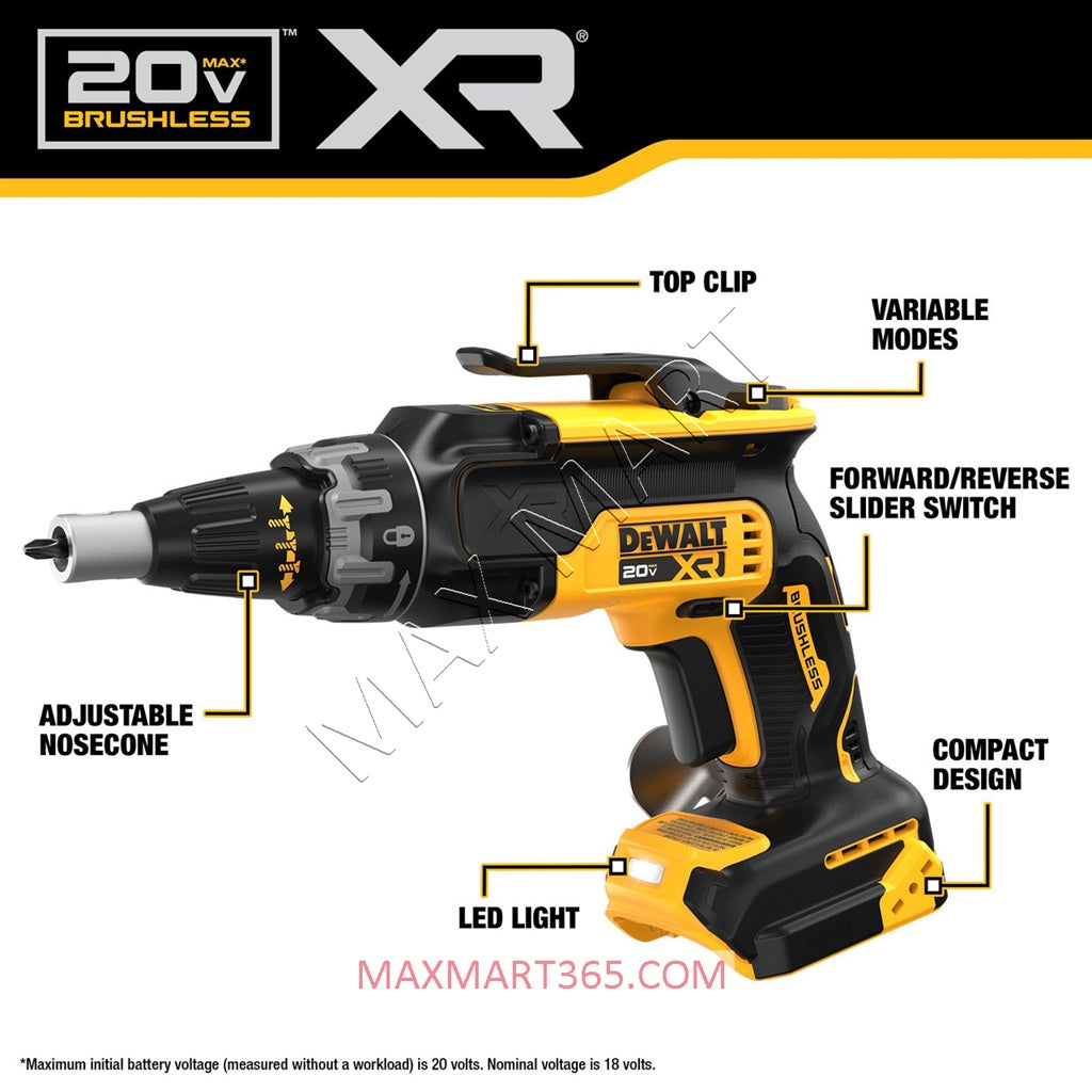 DEWALT DCF630B 20V XR Cordless Brushless Drywall Screw Gun Screwgun (Tool Only)