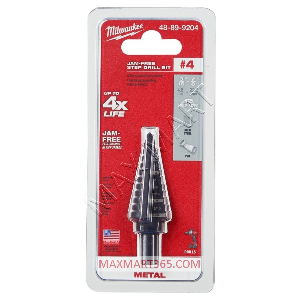 Milwaukee #4 Black Oxide Drill Bit 3/16-inch - 7/8-inch (12-Steps) 48-89-9204