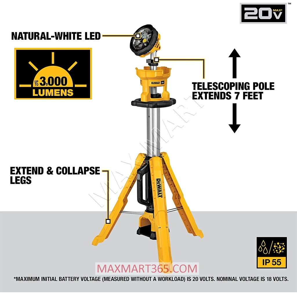 DEWALT DCL079B 20V Cordless LED Tripod Light Work Light (Tool Only)