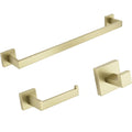 24-Inch 3-Pieces Square Towel Rack Kit Set for Bathroom, Towel Bar, Toilet Paper Holder, and Towel Robe Hook