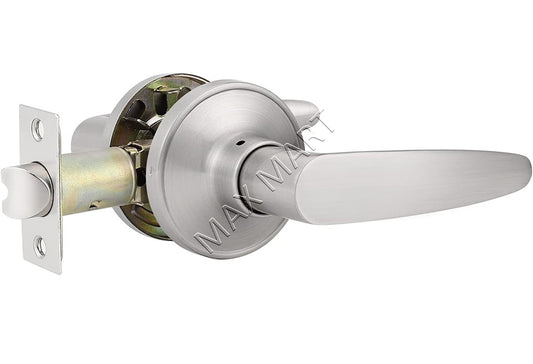 Round Passage Door Lock Lockset, Interior Hallway Closet Door Handle Keyless - Satin Nickel