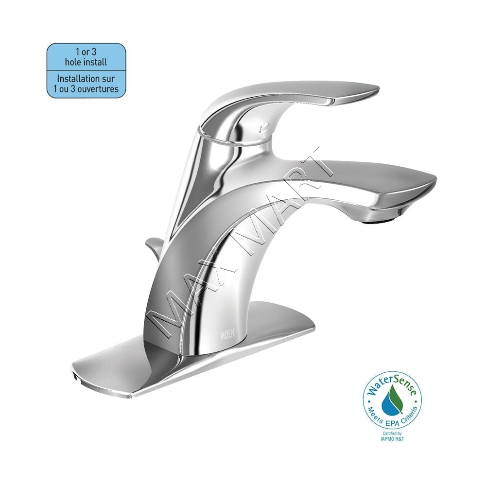 MOEN Zarina WSL84533 4-inch Centerset/Single Hole Bathroom Sink Faucet Tap - Chrome (Drain and Valve Included)