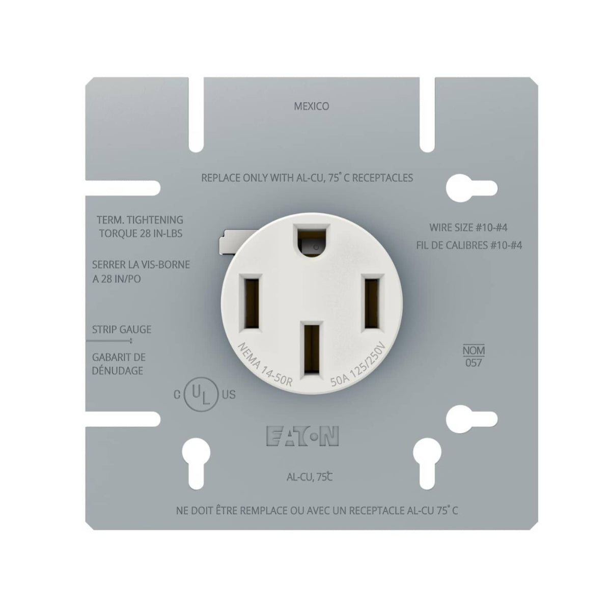 Eaton 50-Amp 125/250V 3P4W Stove Receptacle Outlet Plug