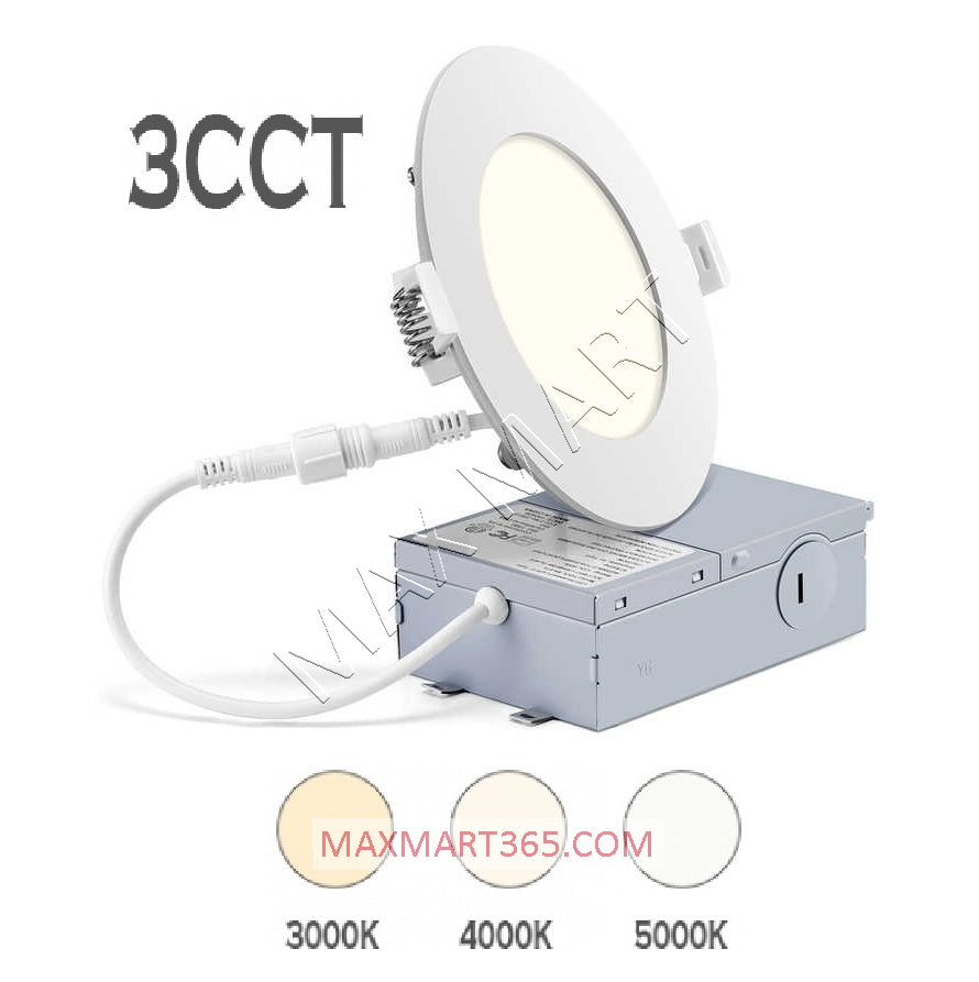 4-Inch 3CCT Dimmable 9W Slim LED Recessed Potlight, 3000K 4000K 5000K