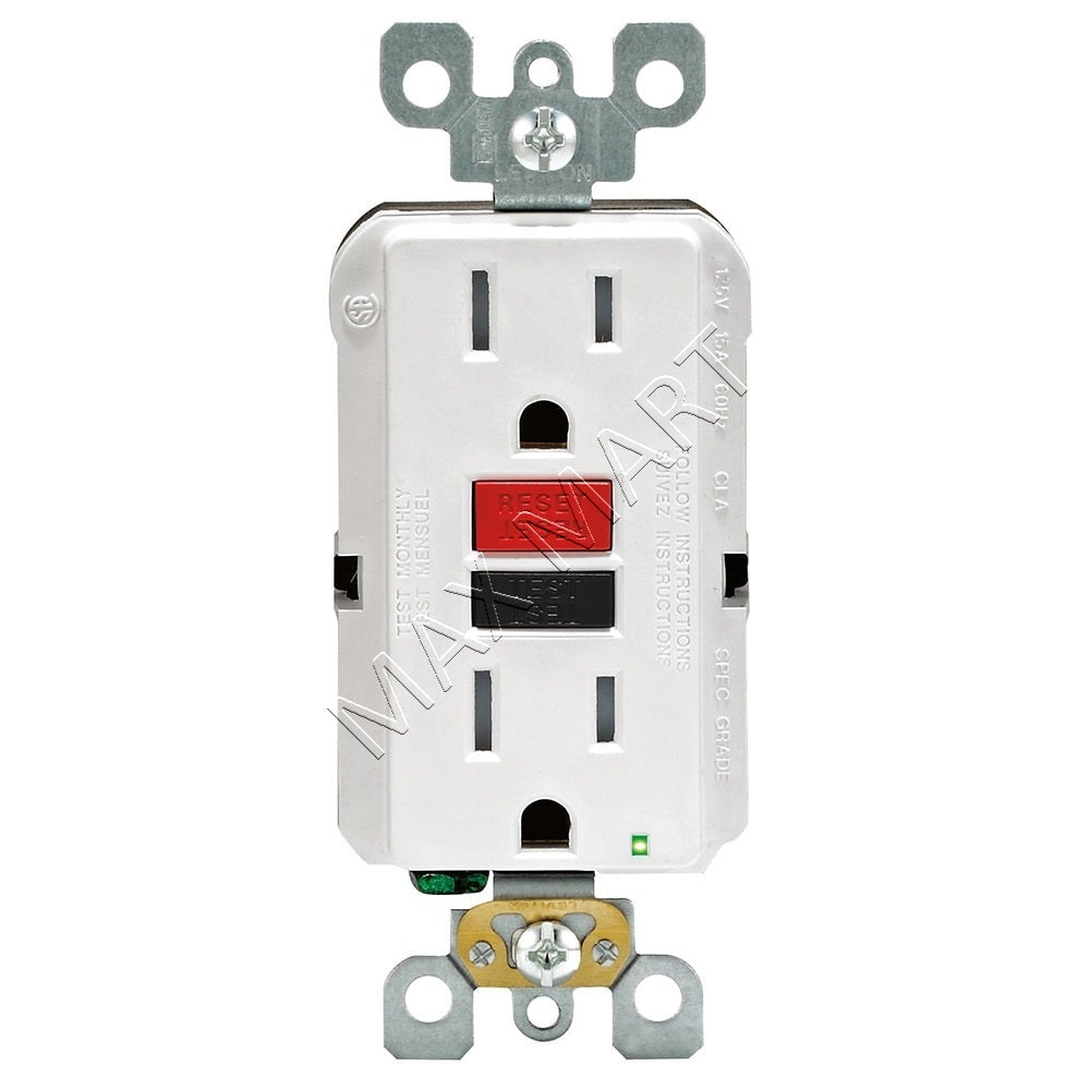 Leviton GFTR1-R 15A Slim GFCI Tamper-Resistant TR Receptacle Outlet Plug with LED Indicator - Black/Red