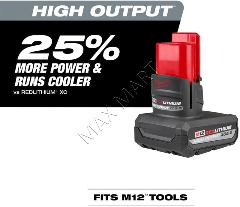 Milwaukee M12 XC High Output 5.0Ah 5Ah Battery 48-11-2450