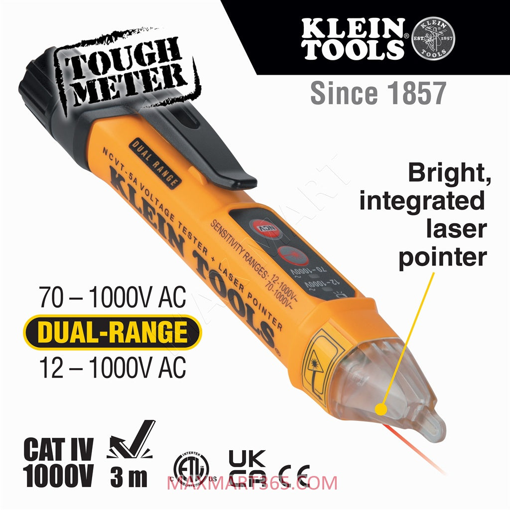 Klein Tools 非接触式电压测试仪，带激光指示器和 GFCI 插座测试工具套件 NCVT5KIT
