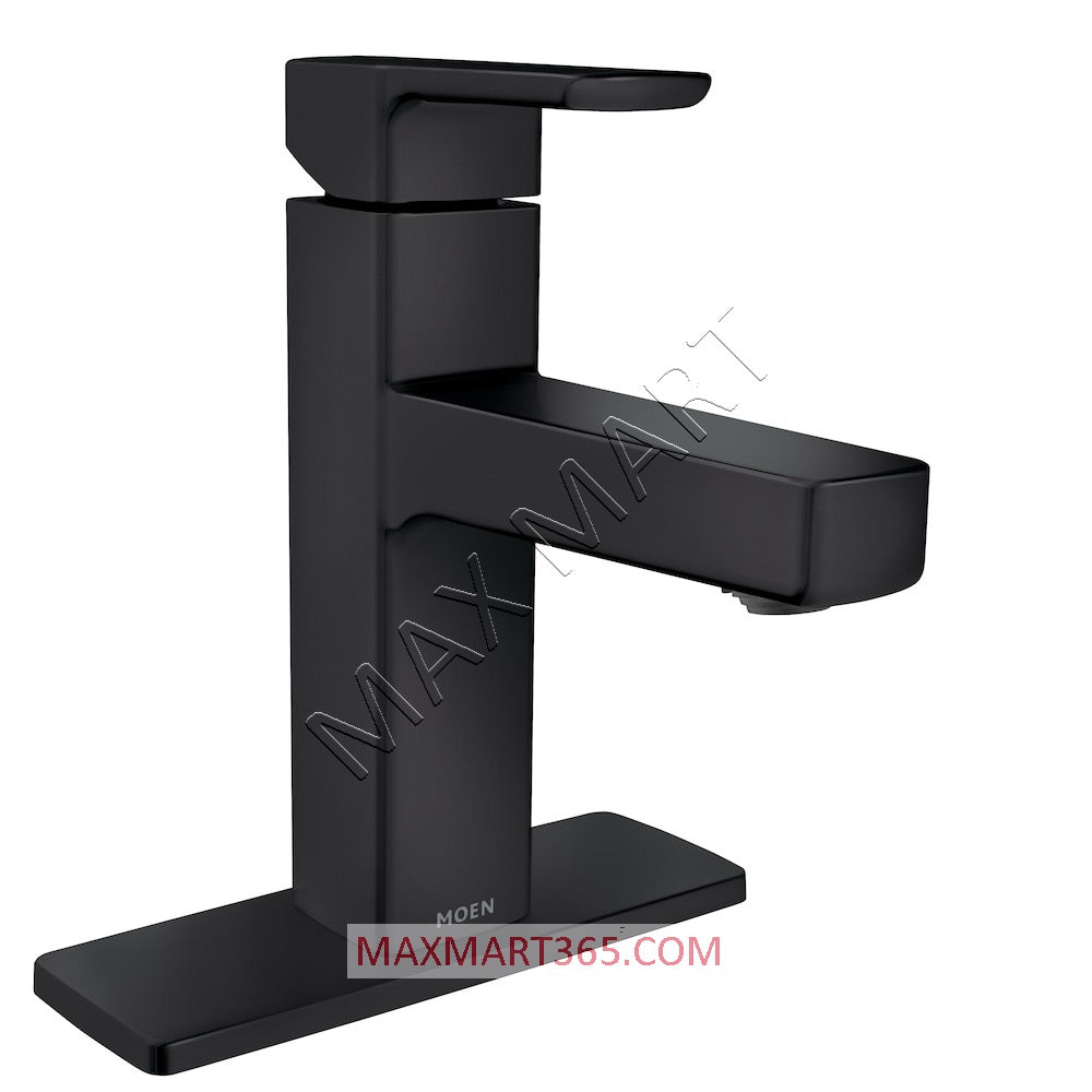 MOEN Zoni 84840BL 4-inch Centerset/Single Hole Bathroom Sink Faucet Tap - Matte Black (Drain and Valve Included)