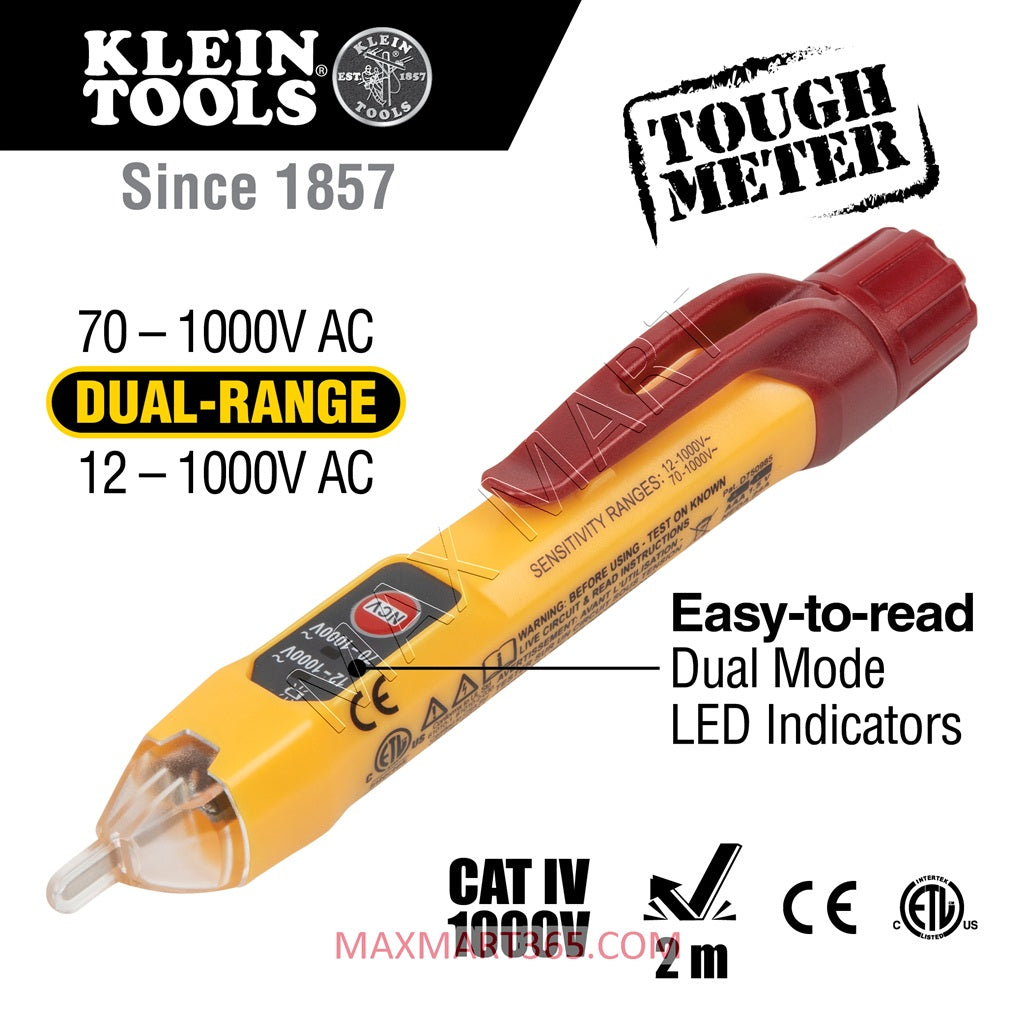 Klein Tools Dual Range Non-Contact Voltage Tester with Receptacle Outlet Tester Tool Set Kit NCVT2PKIT