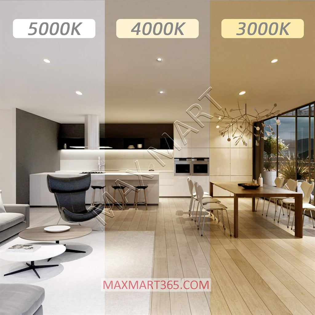 4-Inch 3CCT Dimmable 9W Slim LED Recessed Potlight, 3000K 4000K 5000K