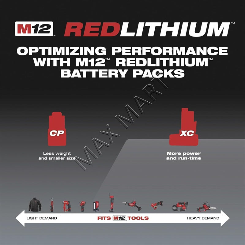 Milwaukee M12 Lithium-Ion Extended Capacity (XC) 6.0Ah 6Ah Battery 48-11-2460