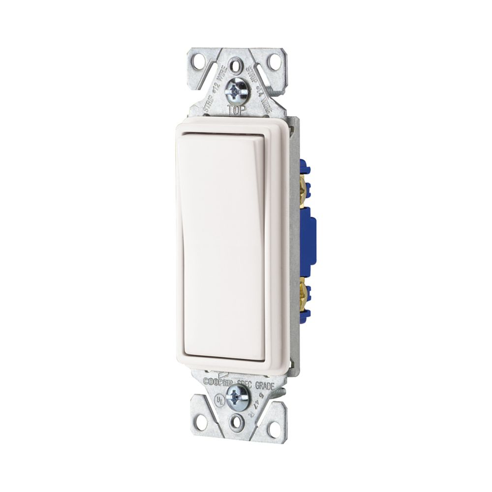 Eaton 7501W 15Amp Single Pole Light Switch - White