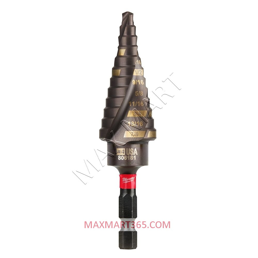 Milwaukee SHOCKWAVE #4 Impact-Rated Titanium Step Drill Bit 3/16-inch - 7/8-inch(12-Steps) 48-89-9244