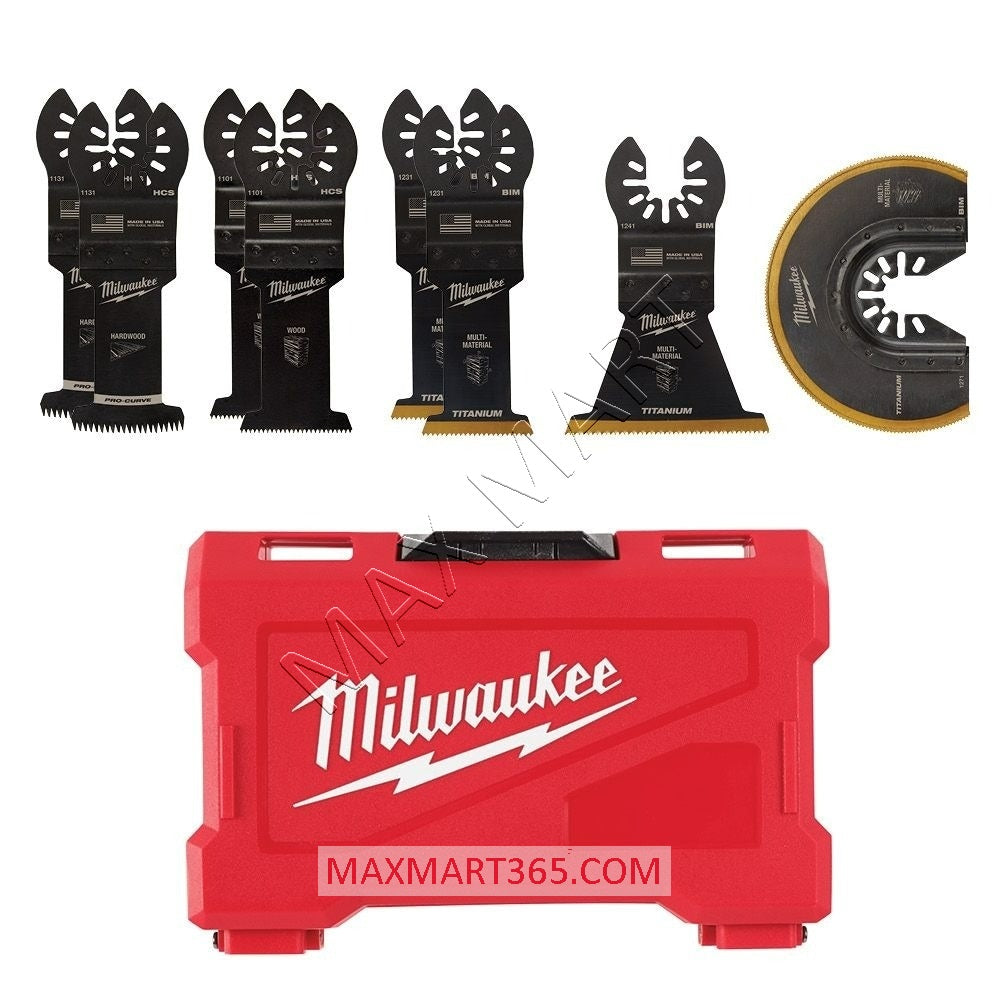 Milwaukee 49-10-9212 Oscillating Multi Tool Bi-Metal, Hardwood, and Wood Blade Kit with Case (8 Pack)