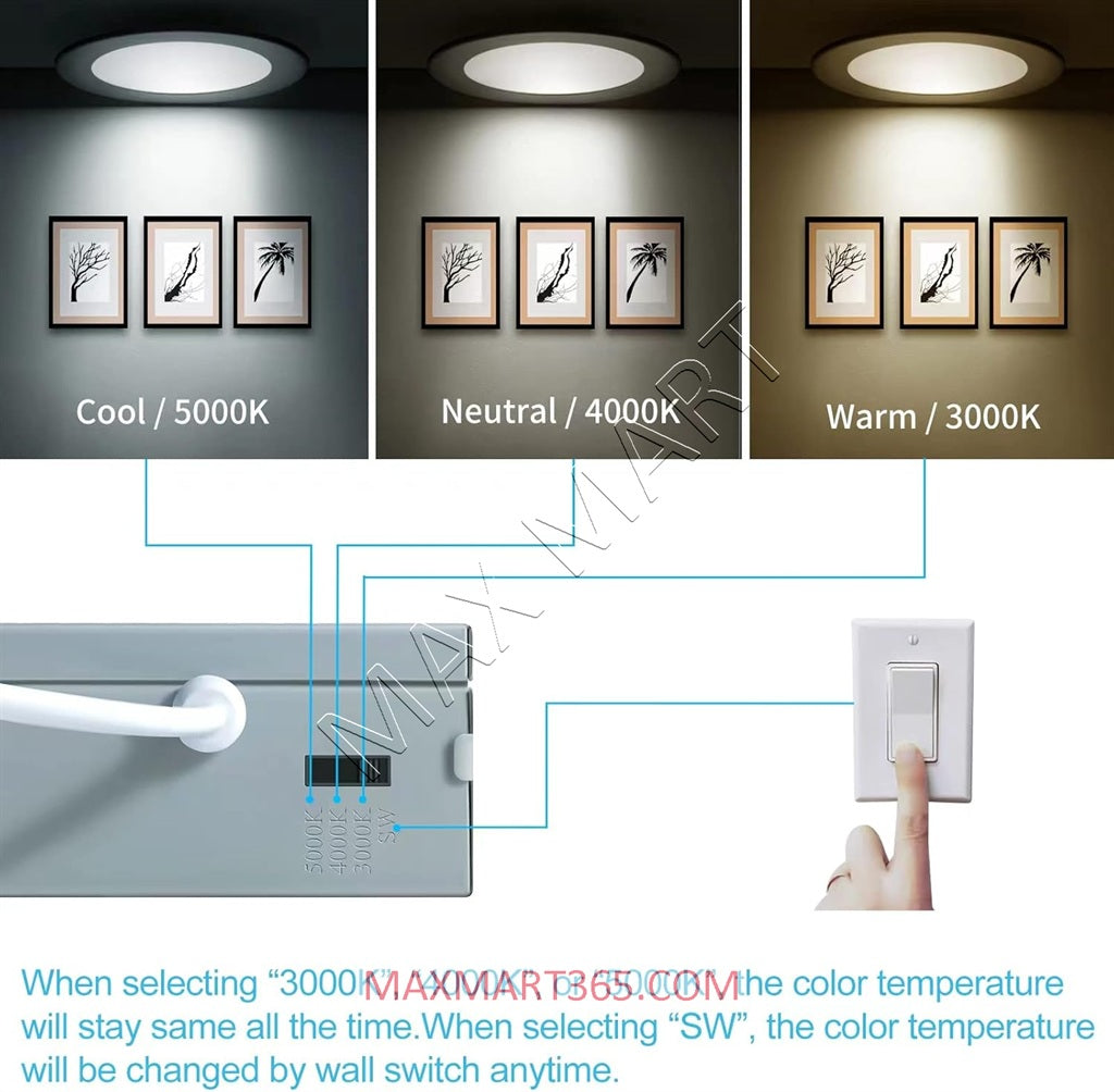 4-Inch 3CCT Dimmable 9W Slim LED Recessed Potlight, 3000K 4000K 5000K