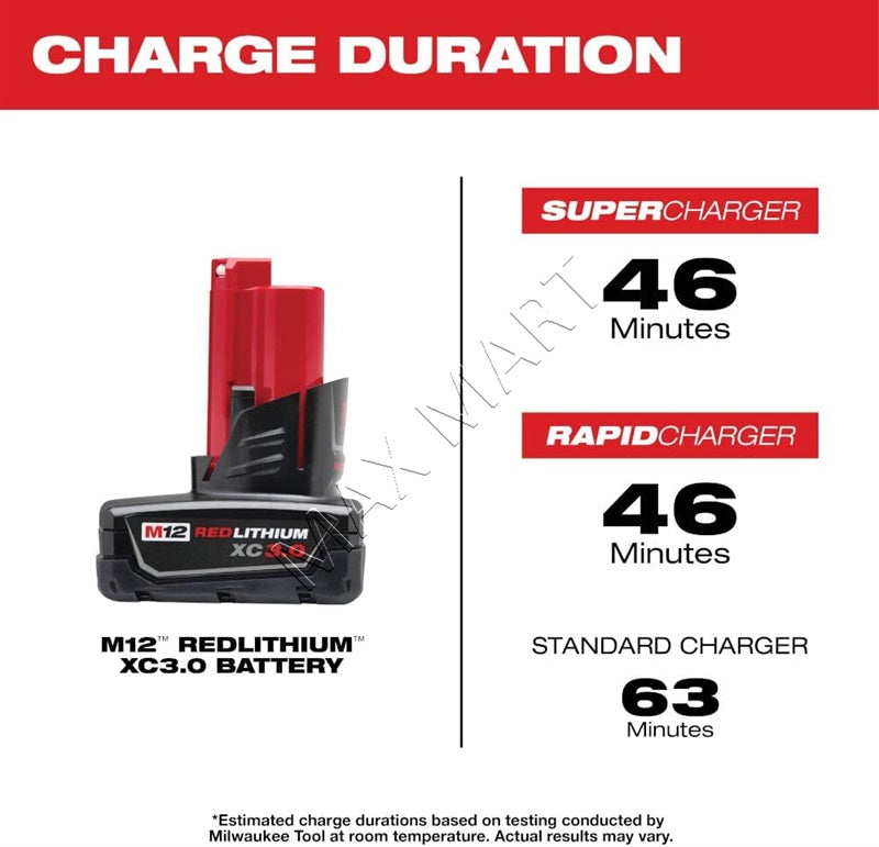 Milwaukee M12 Lithium-Ion Extended Capacity (XC) 3.0Ah 3Ah Battery 48-11-2402