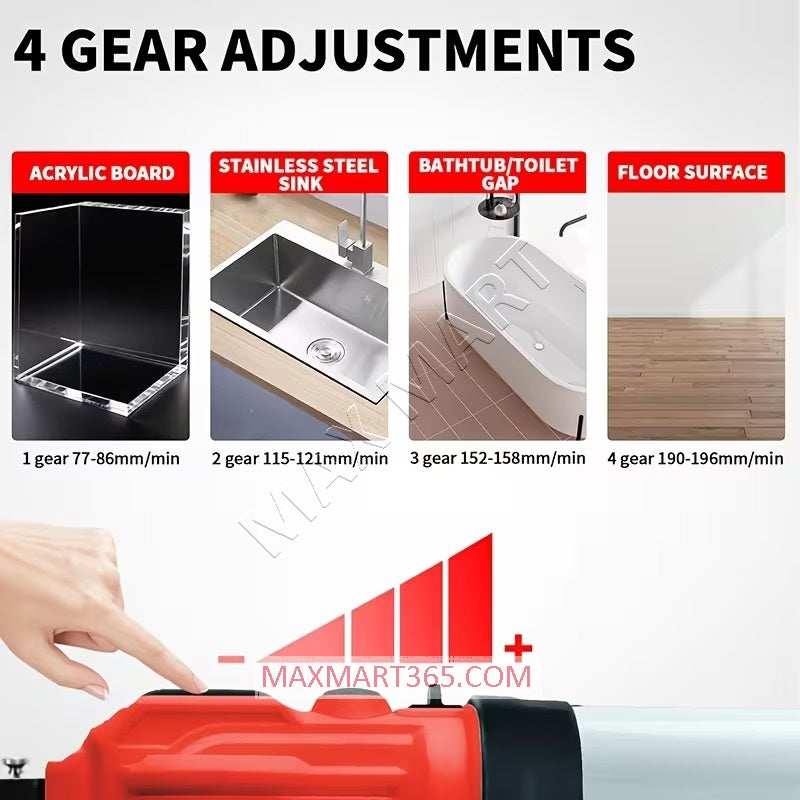 Cordless Caulking Gun for Milwaukee M18 Battery, 4 Adjustable Speeds, Anti-Drip, LED Light (Tool Only)