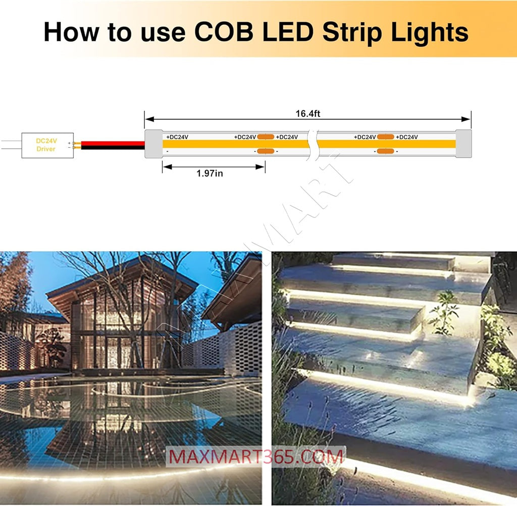 COD Flexible Tape LED Strip Light 24V 16.4ft 5m High Density