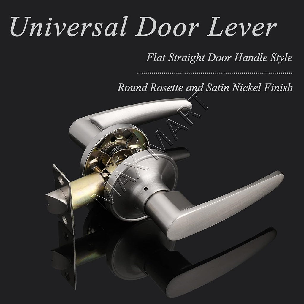 Round Passage Door Lock Lockset, Interior Hallway Closet Door Handle Keyless - Satin Nickel