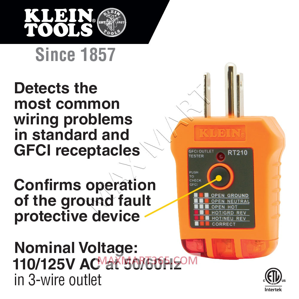 Klein Tools Non-Contact Voltage Tester with Laser Pointer and GFCI Receptacle Outlet Test Tool Set Kit NCVT5KIT