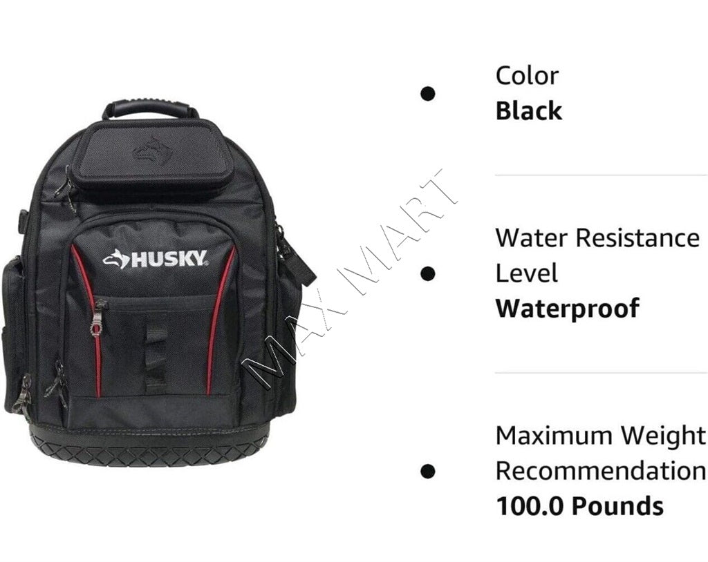 Husky 16-inch Pro Tool Backpack Waterproof - 36 Pockets