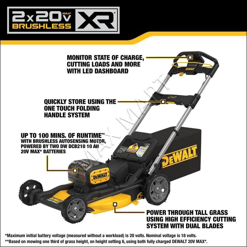 DEWALT 20V XR Brushless Cordless 21-1/2-inch Lawn Mower Lawnmower (Tool Only) DCMWP234U2-CA