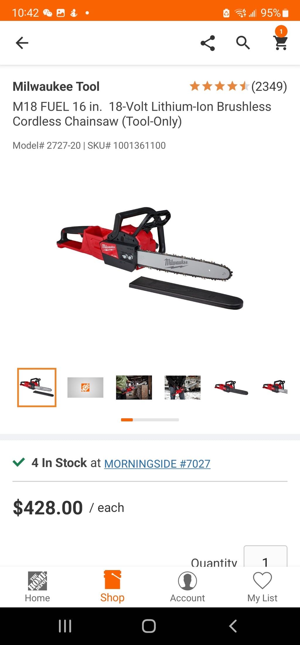 Milwaukee 2727-20 M18 FUEL 16-inch Brushless Cordless Chainsaw (Tool-Only)