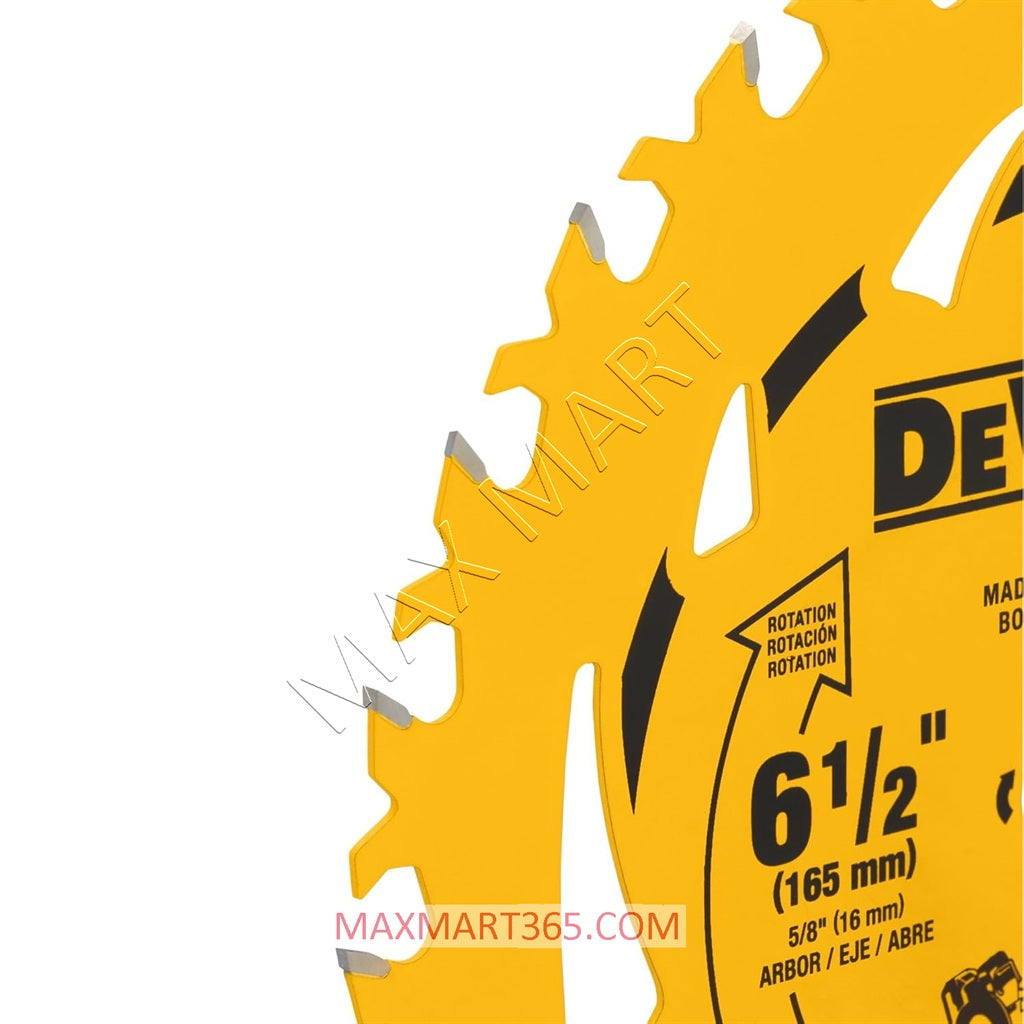 DEWALT 6-1/2-Inch x 24 Tooth 24T Carbide Tipped Framing Circular Saw Blade DWA261224