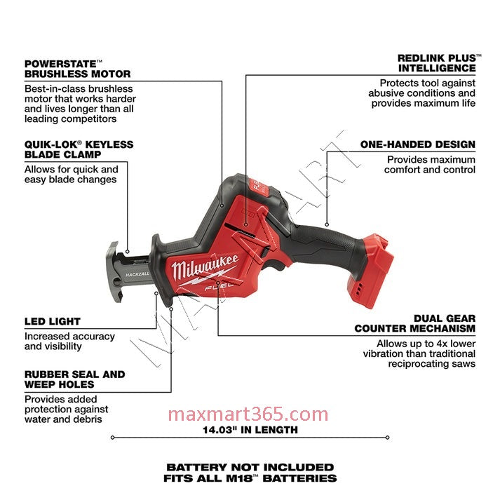 Milwaukee 2719-20 M18 FUEL Brushless Cordless One-Handed HACKZALL Reciprocating Saw (Tool Only)
