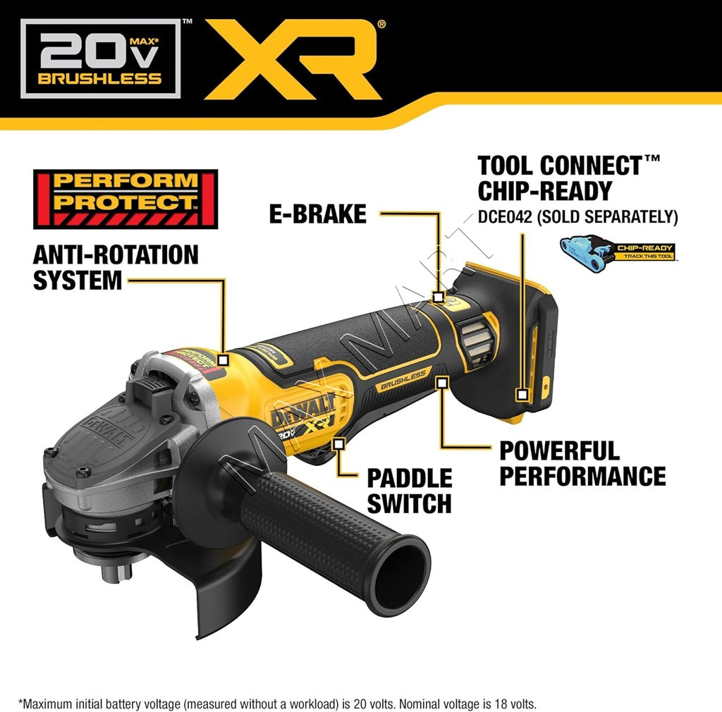 DEWALT DCG410B 20V XR Brushless Cordless 4-1/2-5 in Angle Grinder (Tool Only)