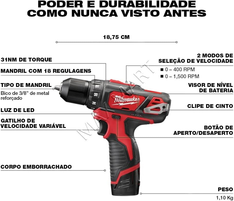Milwaukee 2407-20 M12 12V Cordless 3/8-inch Drill/Driver (Tool Only)